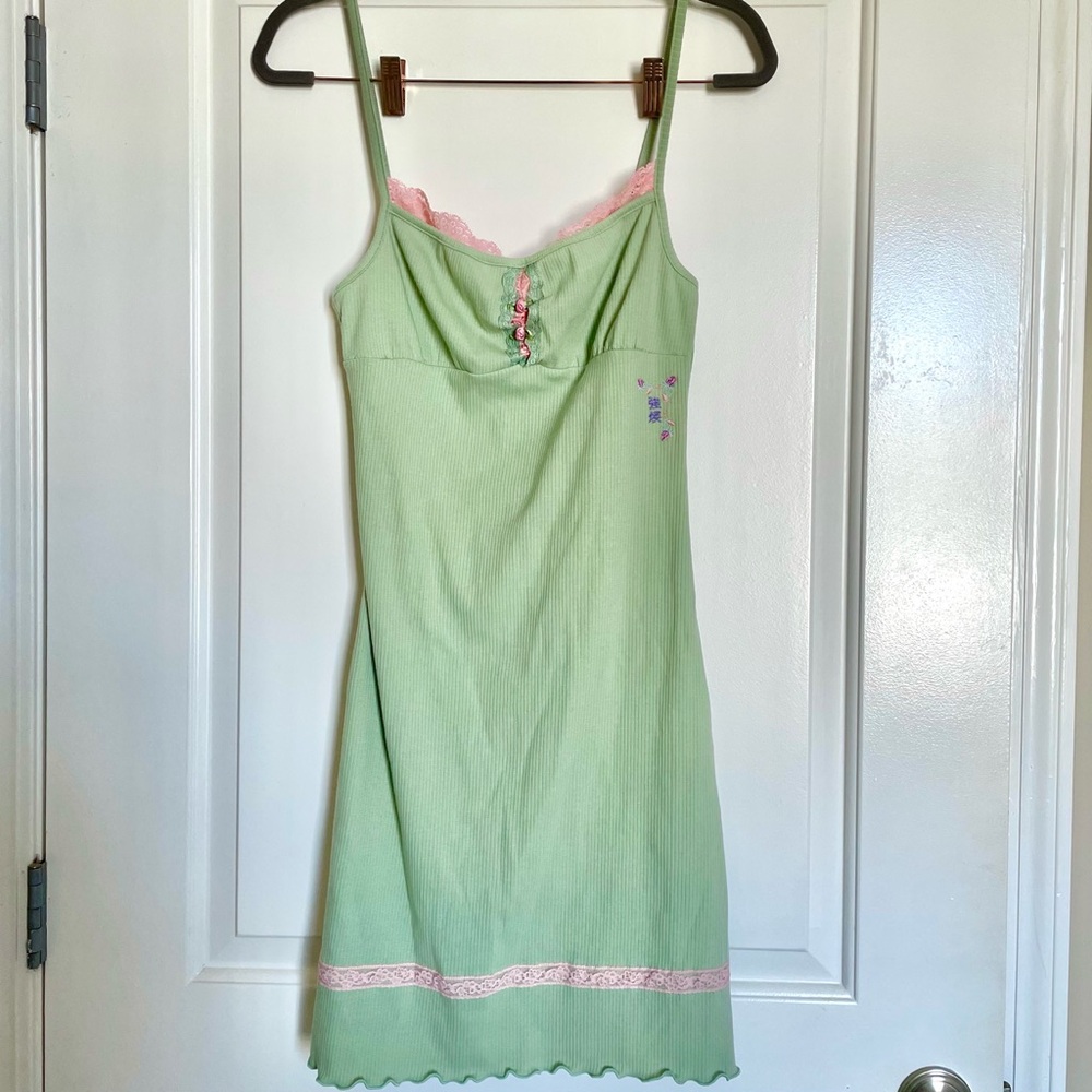 Dollskill Gangyoung Mint Green spaghetti Strap Midi Dress